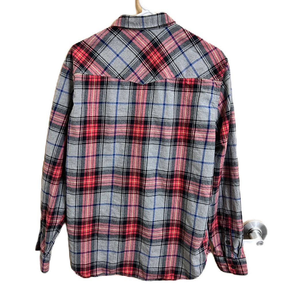 Lucky Brand Men's Blue Red Plaid Flannel Long Sleeve Button Down Pocket Shirt L - Picture 3 of 8